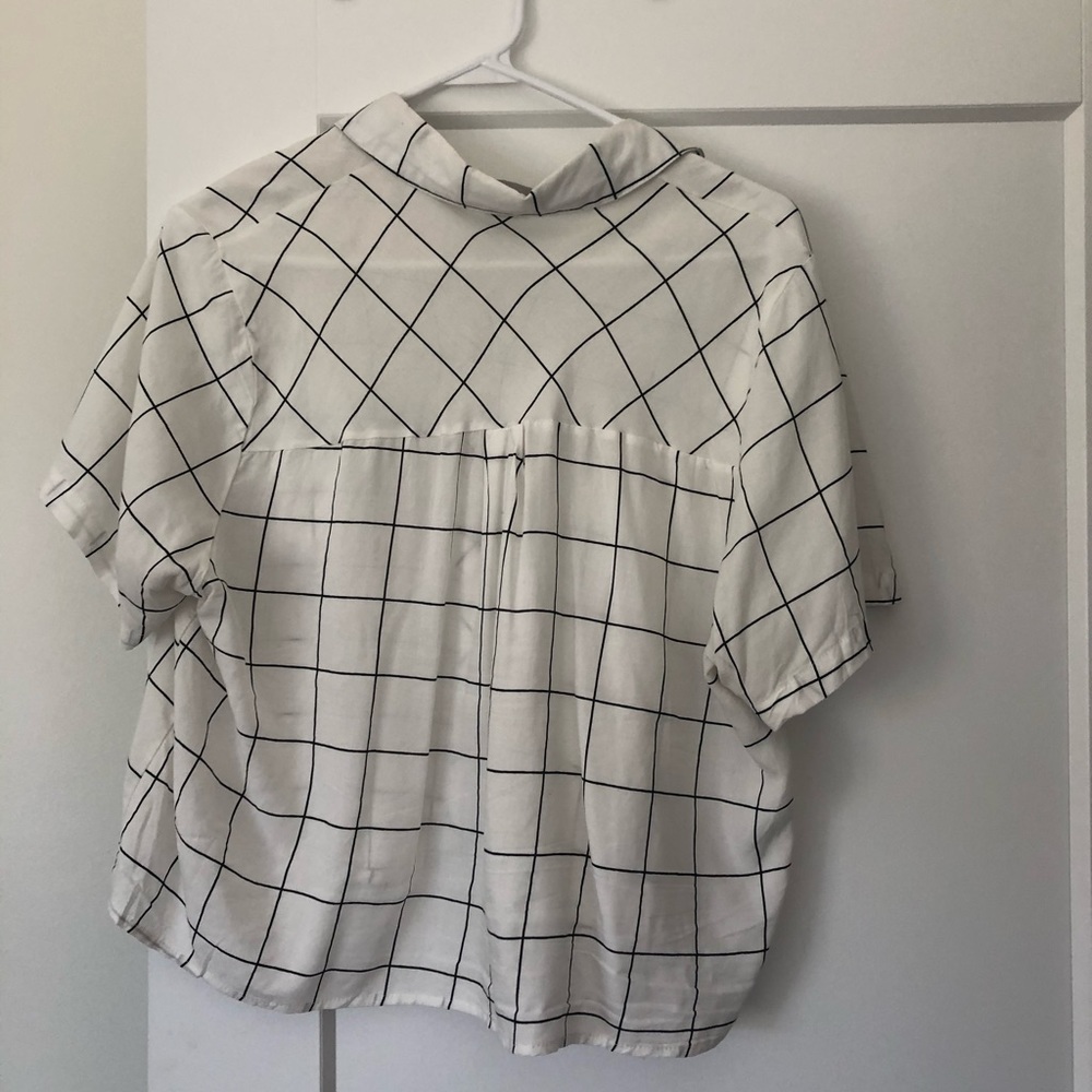 Passport Windowpane Button Up Blouse Top - image 3